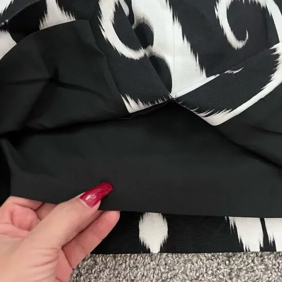 🛍️ WHITE HOUSE BLACK MARKET Ikat tapestry Black Pink embroidered Midi skirt Med - Picture 9 of 10